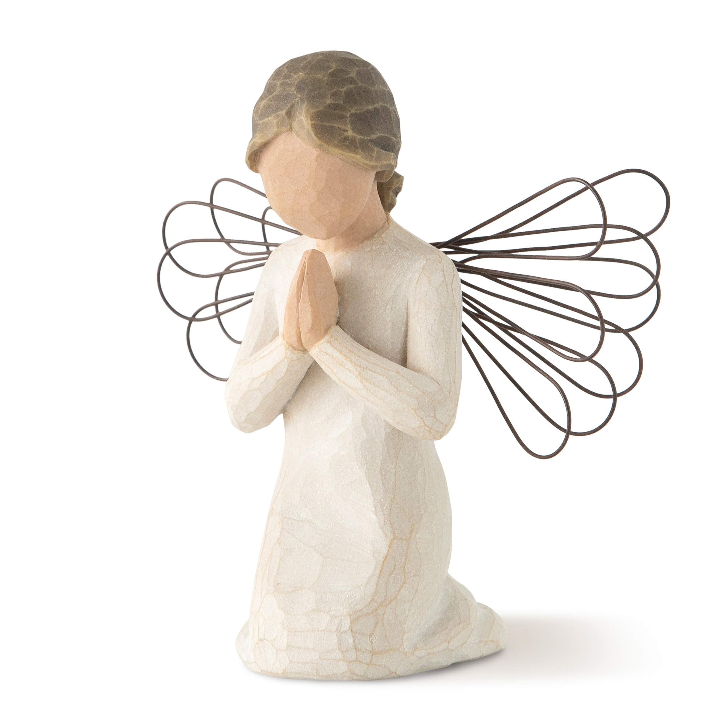 Willow Tree angel of prayer front view shows serene pose and gift-ready presentation