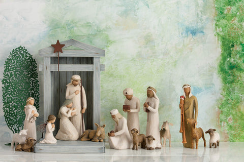 Willow Tree angel of prayer on mantel lifestyle display adding calm keepsake presence