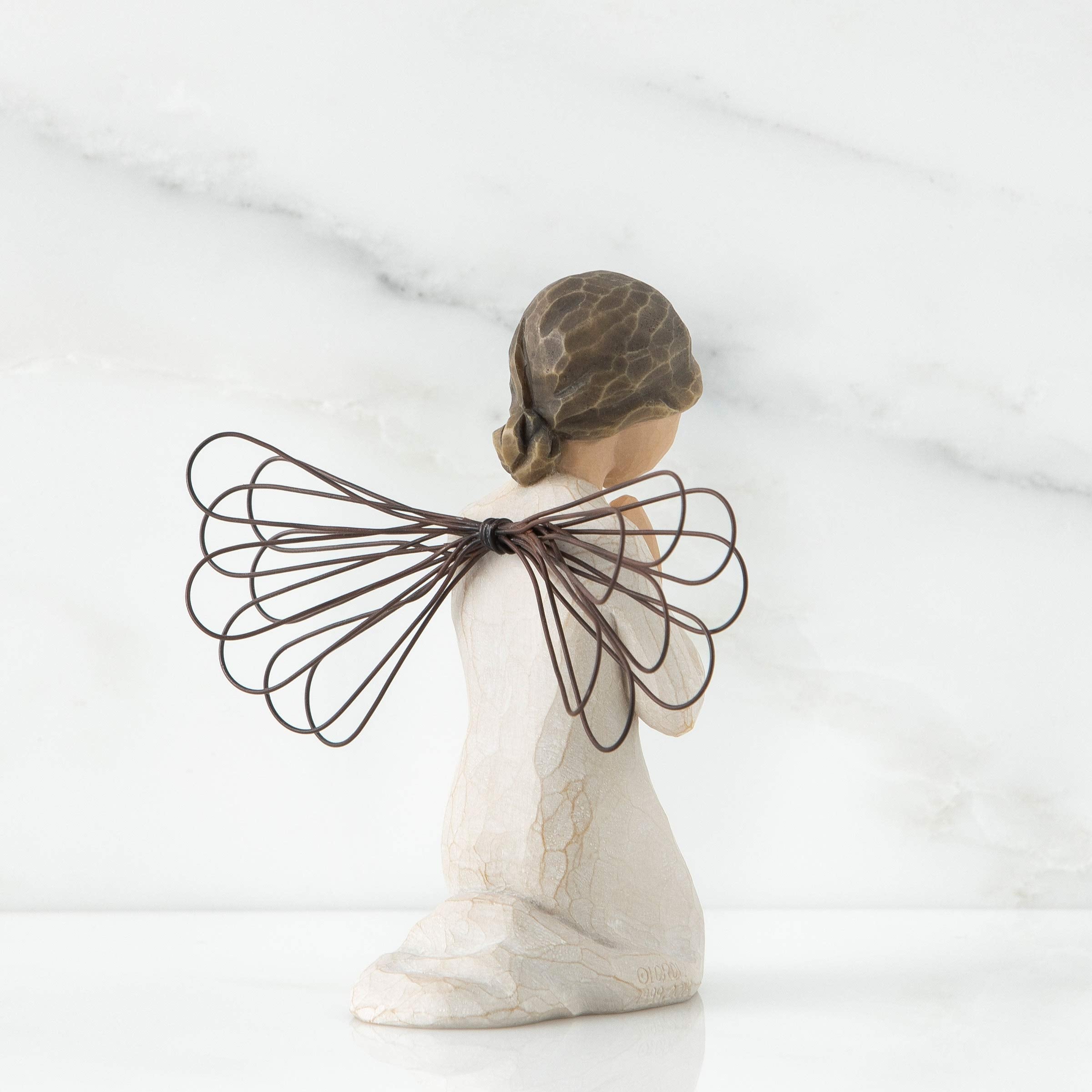 Willow Tree angel of prayer wire wings texture emphasizing delicate three-dimensional detail