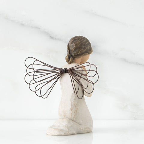 Willow Tree angel of prayer wire wings texture emphasizing delicate three-dimensional detail