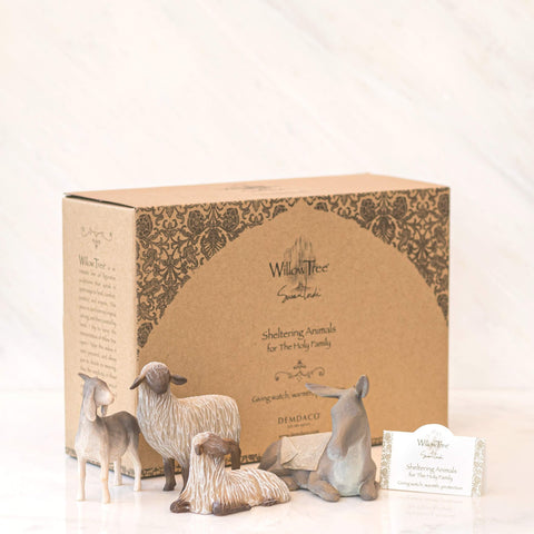Willow Tree animals on mantel showing size and display versatility