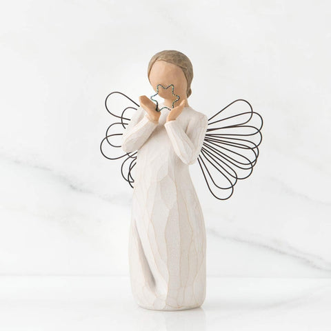 Willow Tree Bright Star close-up of hand-painted texture and carved detail, highlights craftsmanship