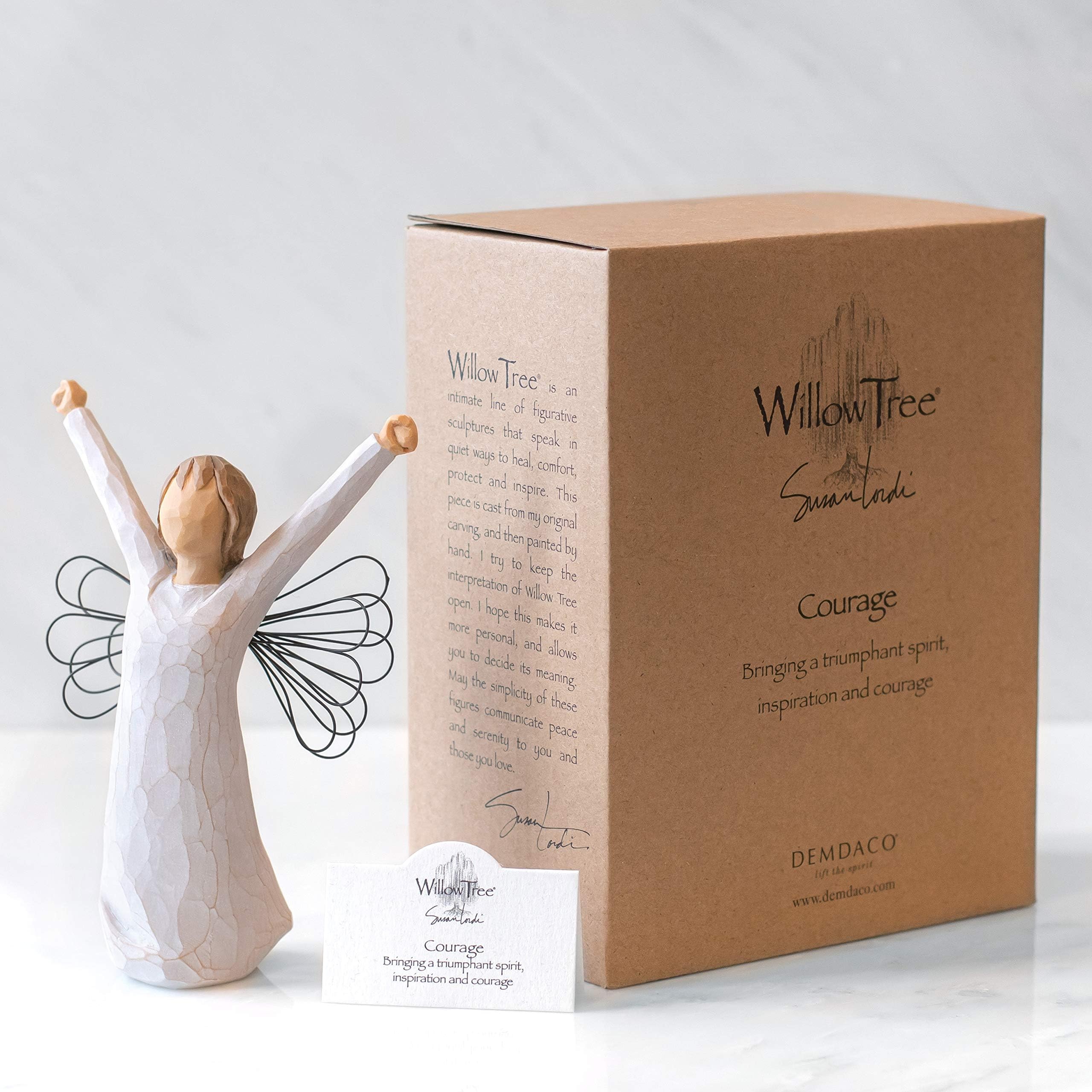 Willow Tree Courage displayed on mantel creating a calming decorative focal