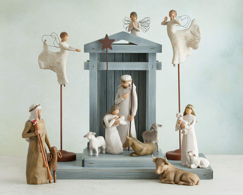 Willow Tree crèche with nativity figures showing size comparison benefit