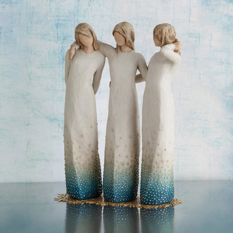 Willow Tree texture of blue ombré skirt and painted dress detail