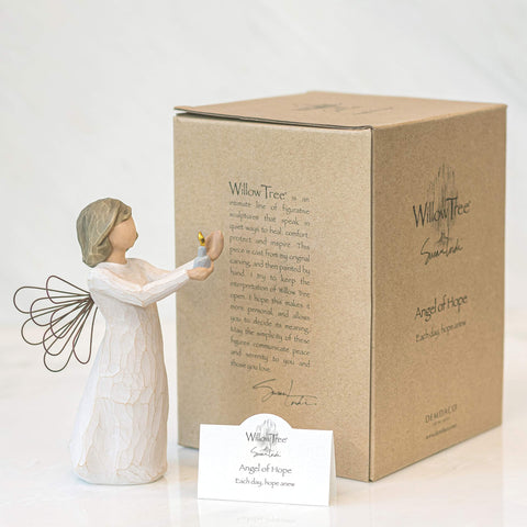 Willow Tree on mantel lifestyle scene demonstrating scale and calming home display benefit