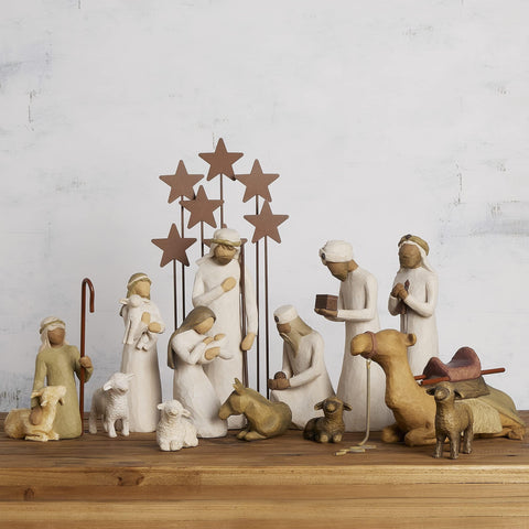 Willow Tree assembled mantel scene demonstrating styling and scale