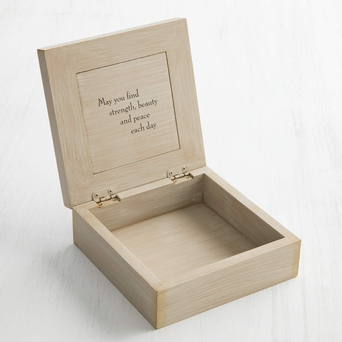 Willow Tree open box interior showing written sentiment and storage benefit for jewelry