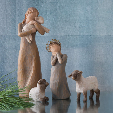 Willow Tree next to book showing 8.5-inch scale and display fit