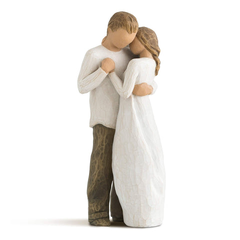 Willow Tree front view of sculpted couple showing tender embrace and lasting sentiment