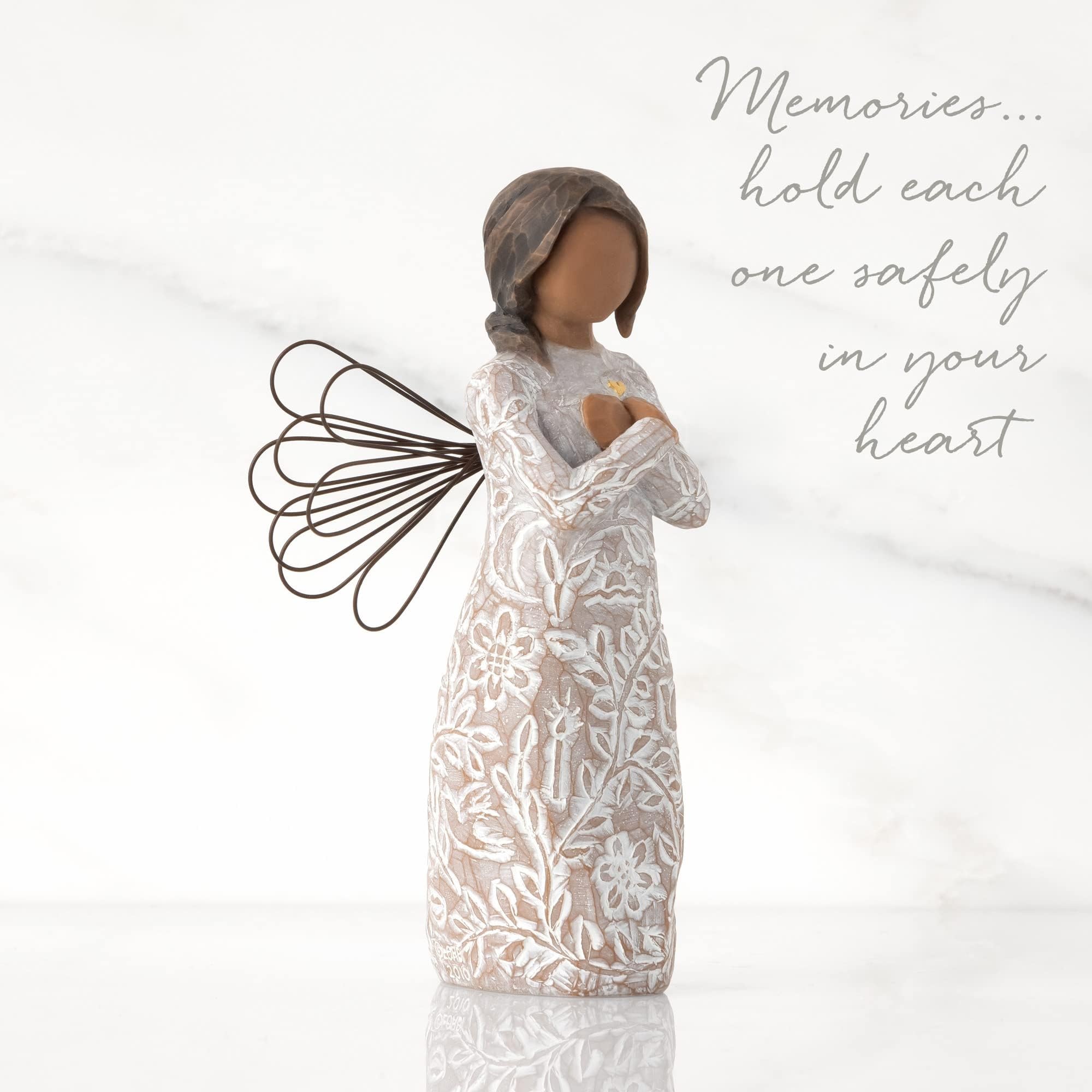 Willow Tree remembrance wire wings and gold heart accent adding texture