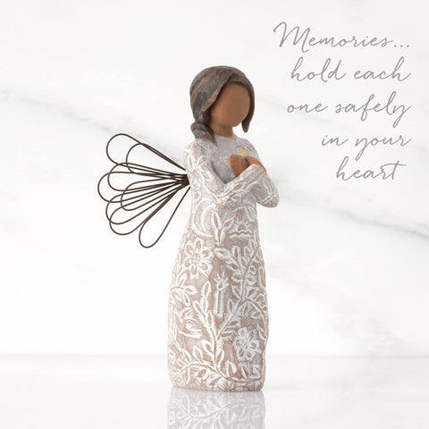 Willow Tree remembrance wire wings and gold heart accent adding texture