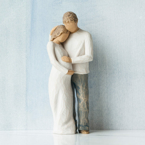 Willow Tree on a bookshelf showing scale and how it fits home decor