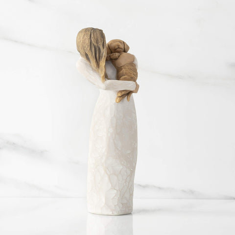 Willow Tree figure held in hand to show 7.5-inch scale and display suitability