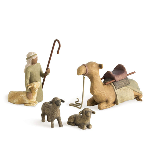 Willow Tree shepherd and animals front view showing serene nativity display and gift-ready quality