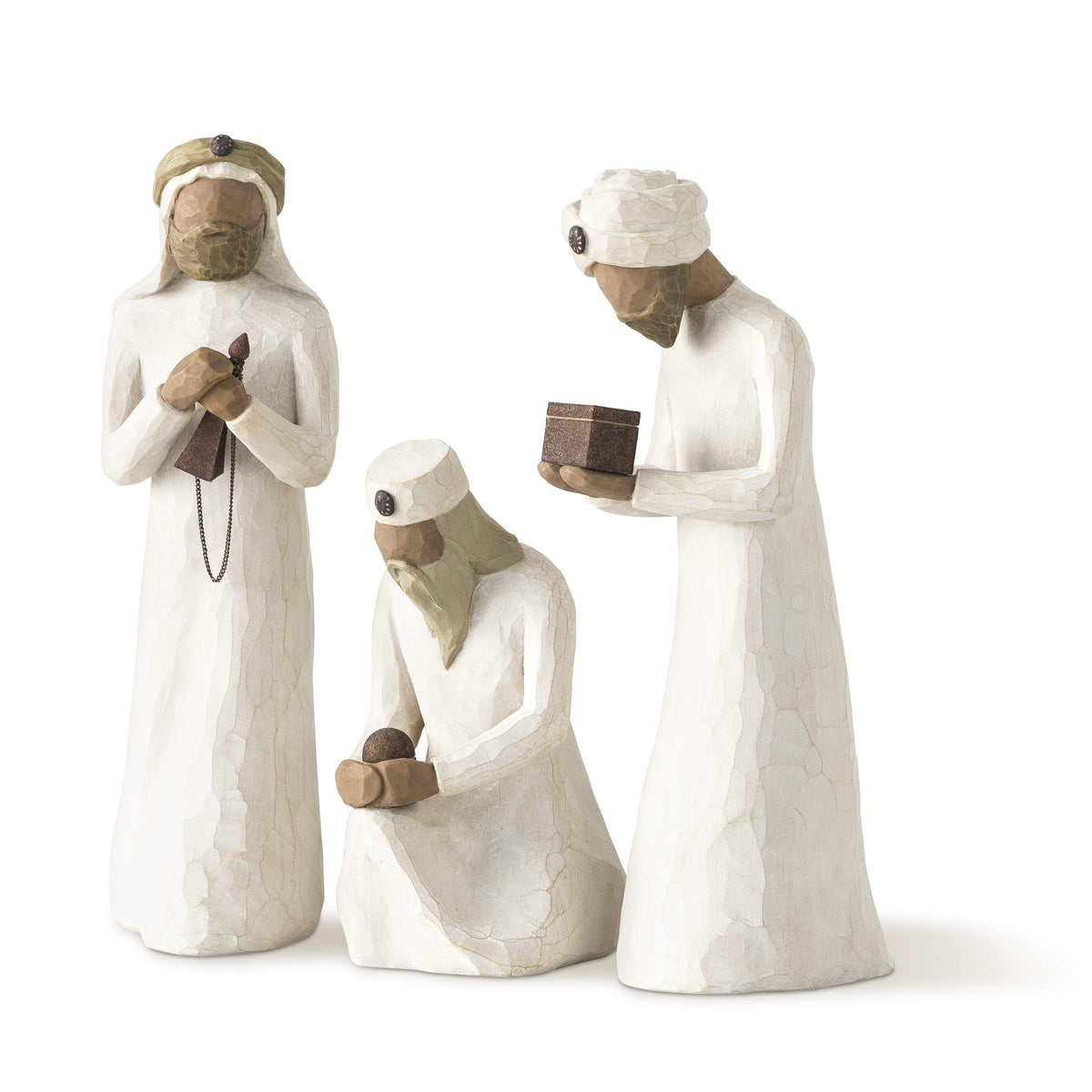 Willow Tree front view of the three Wisemen set showing balanced trio for display