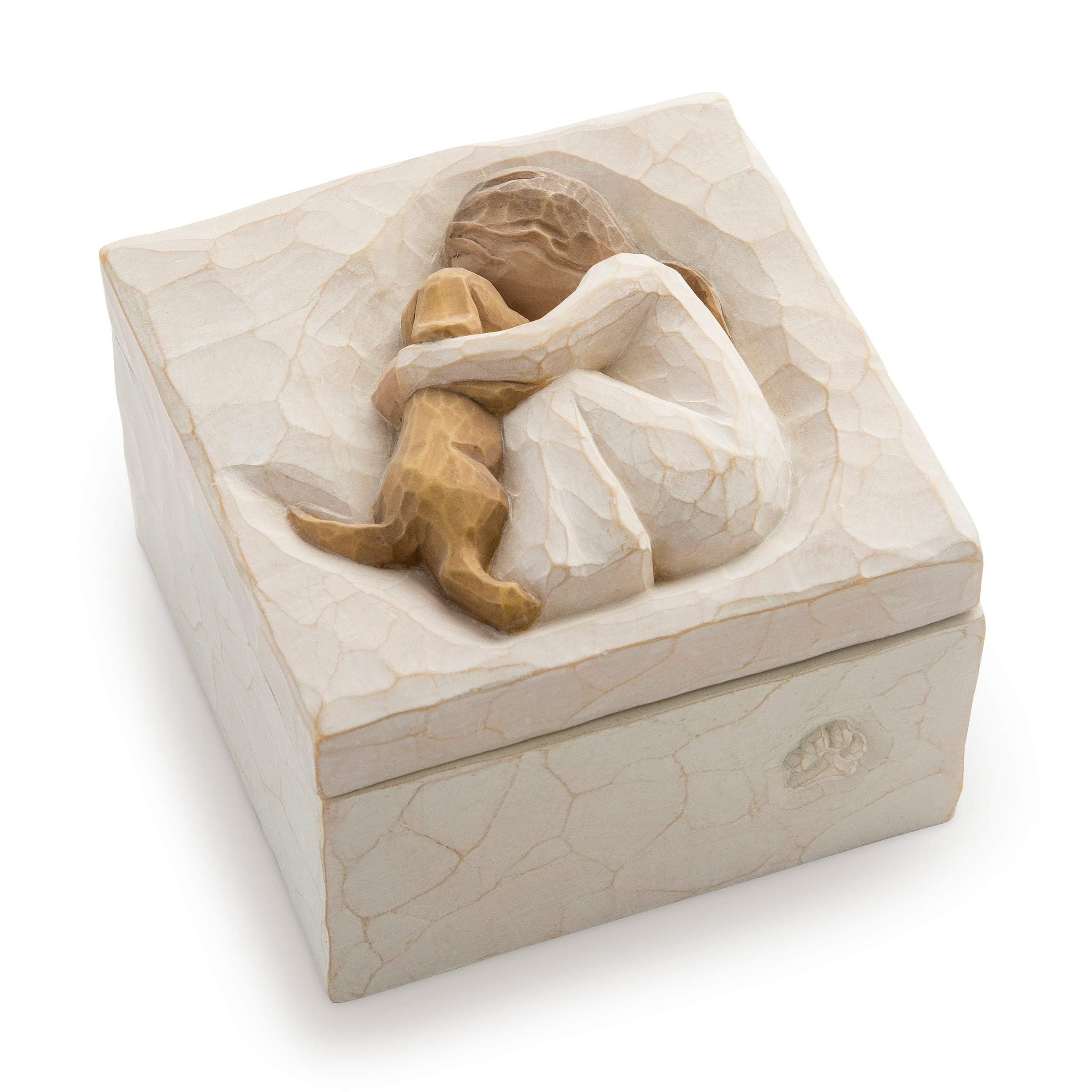 Willow Tree front view showing hand-painted bas-relief lid and elegant display