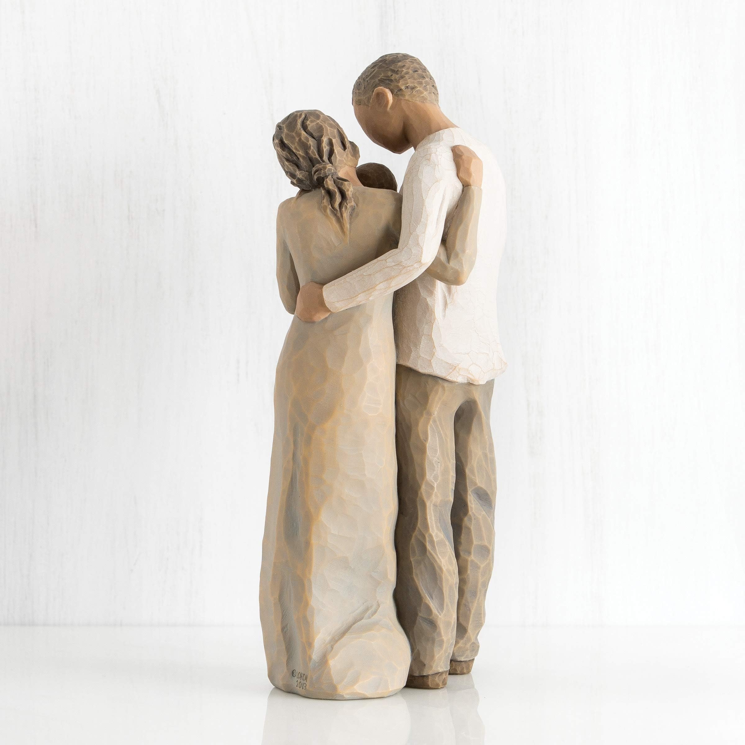 Willow Tree side profile of figures, conveys protective posture