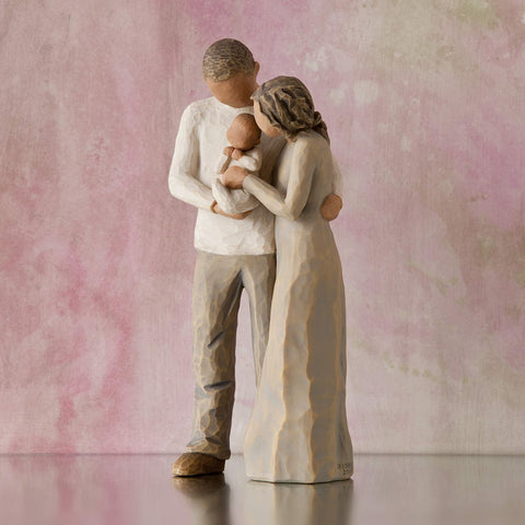 Willow Tree displayed with other figures, builds family-grouping display