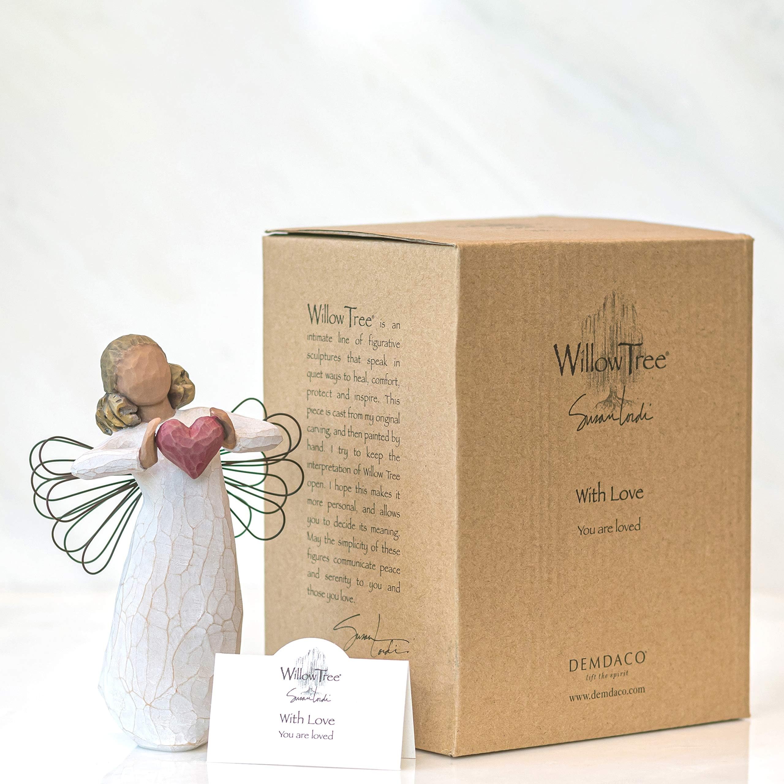 Willow Tree displayed on mantel in home setting adds warm decor appeal