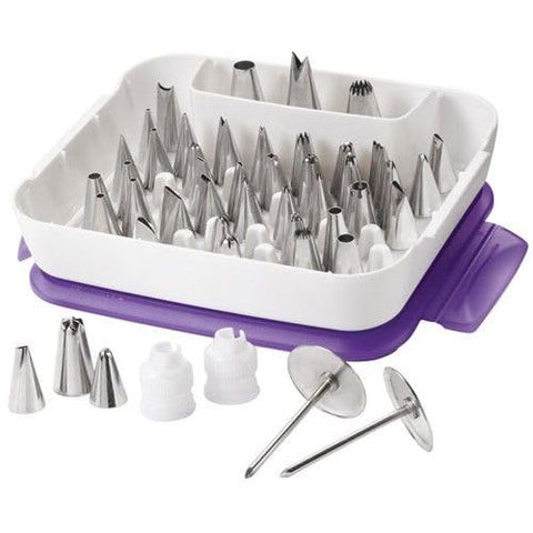 Wilton couplers and flower nails displayed for quick tip changes and precise flowers