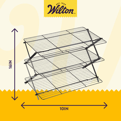 Wilton gold rack open top-down view shows stable tier assembly benefit