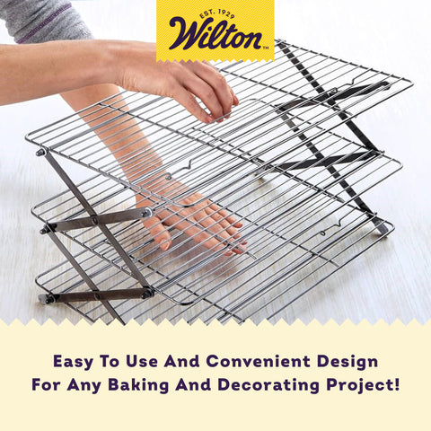 Wilton gold rack cooling a dozen cookies demonstrating faster batch cooling