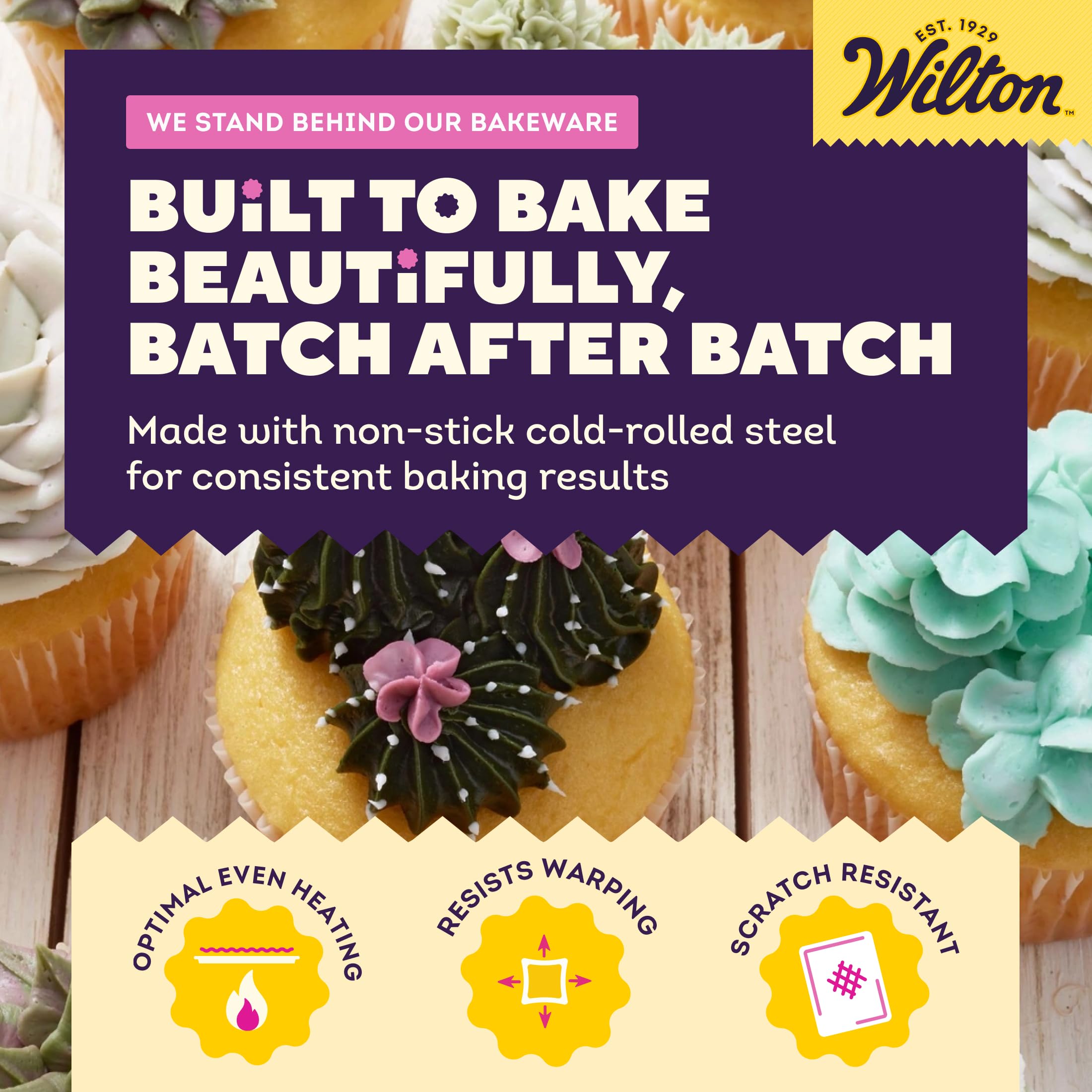 Wilton pan inside oven showing heat tolerance and dependable home-baking performance