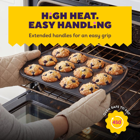 Wilton pan with paper liners showing compatibility and tidy cleanup benefits