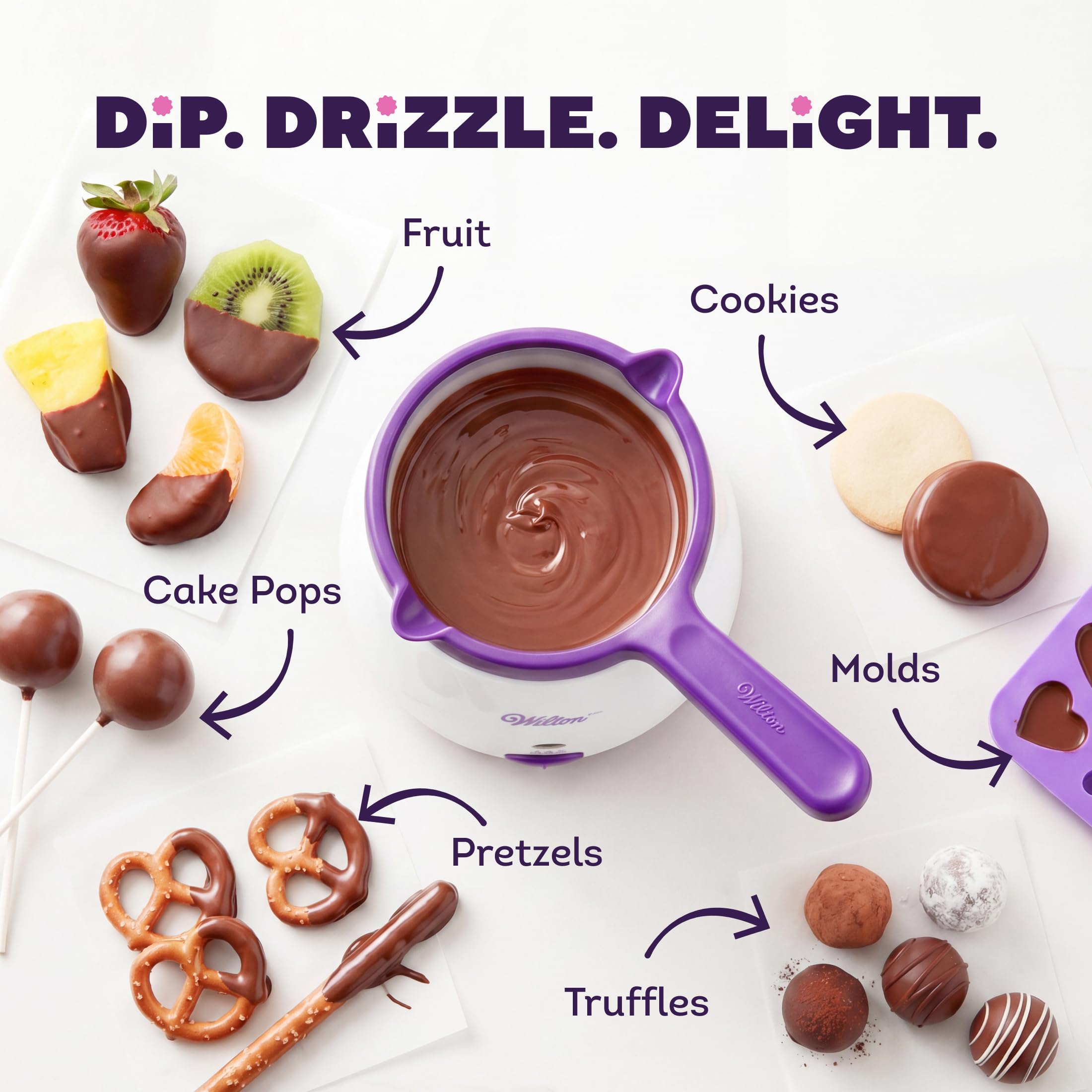 Wilton pot in use dipping strawberries for smooth, glossy finishes