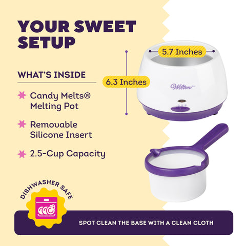 Wilton pot size comparison with spoon to show 2.5-cup capacity and portable scale