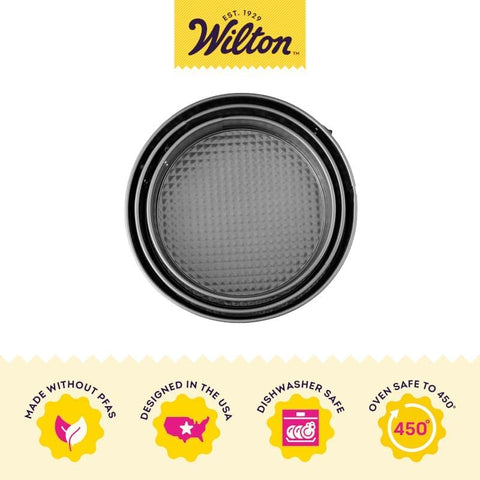 Wilton springform pan latch and extended handle for secure oven handling