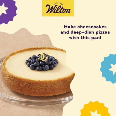 Wilton three pans side-by-side showing 8,9,10 inch scale for recipe planning