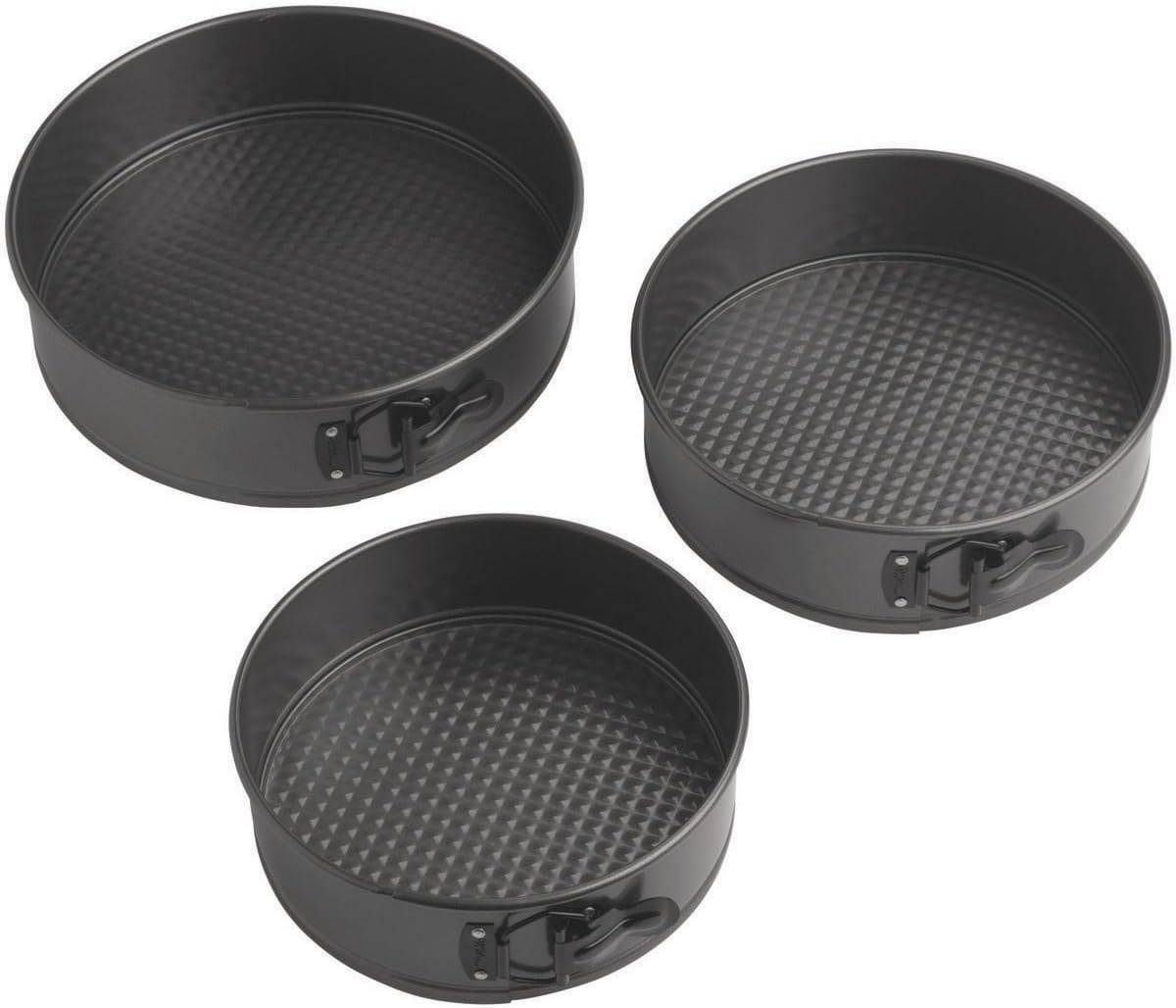 Wilton springform pans front view showing three sizes and easy-release benefit