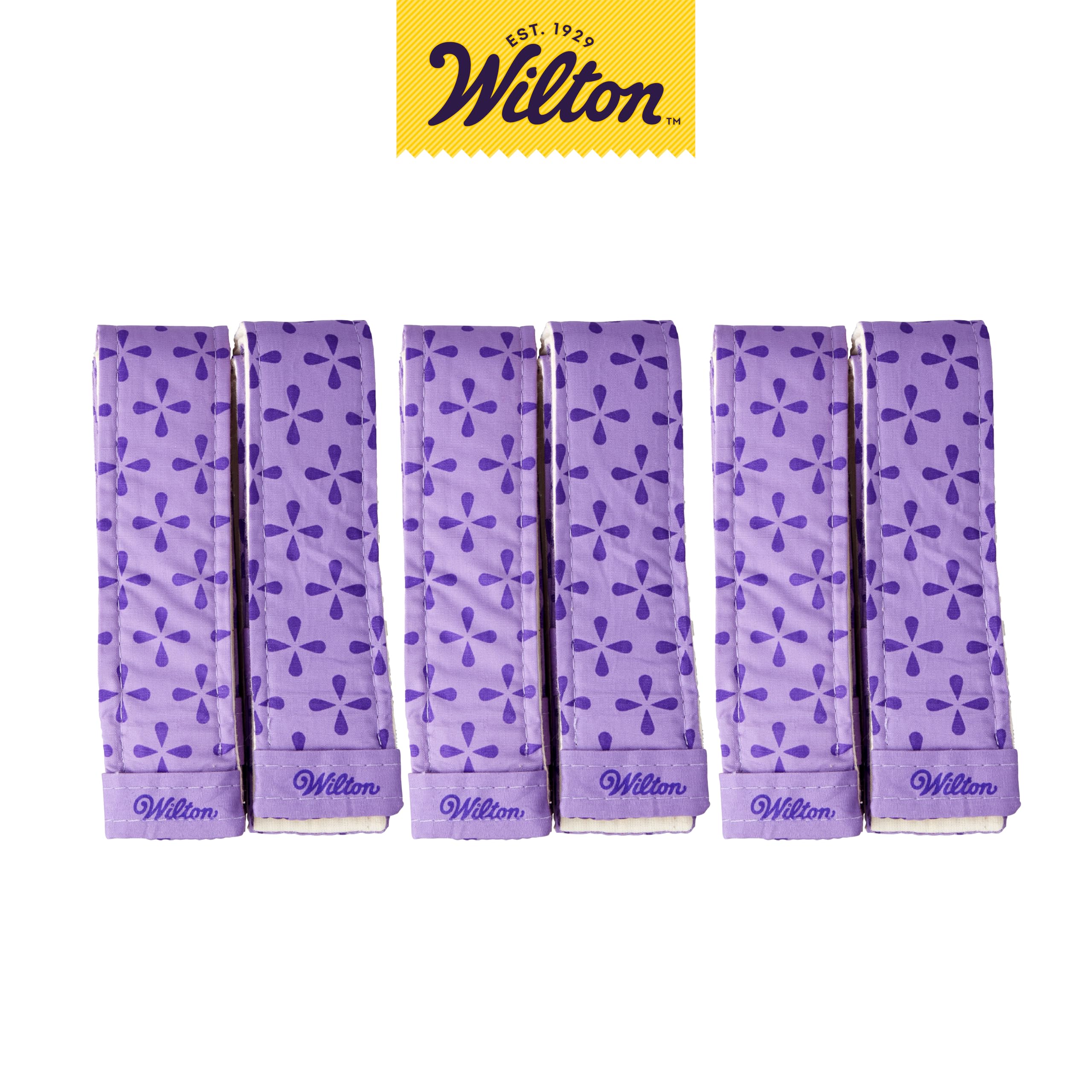 Wilton bake-even strip wrapped on round pan demonstrating flatter cakes