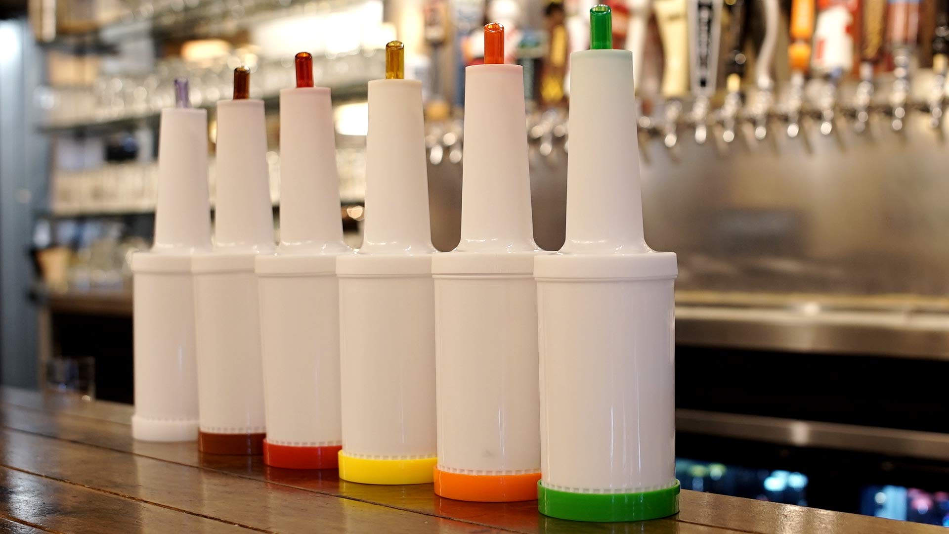 Winco spout close-up displaying tapered nozzle to reduce drips and improve pouring control