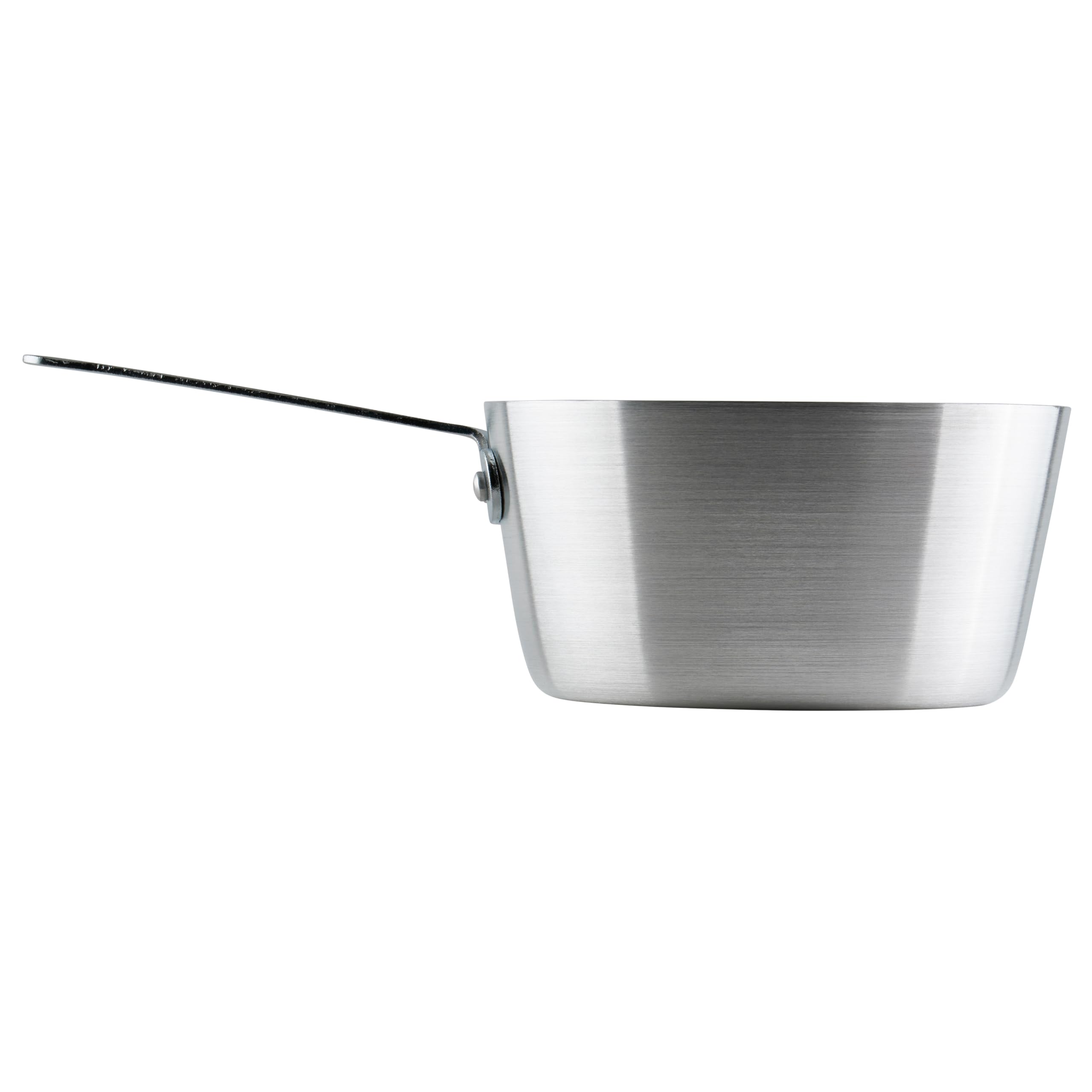 Winco closeup of tapered sides for easier stirring and reduced splatter benefit