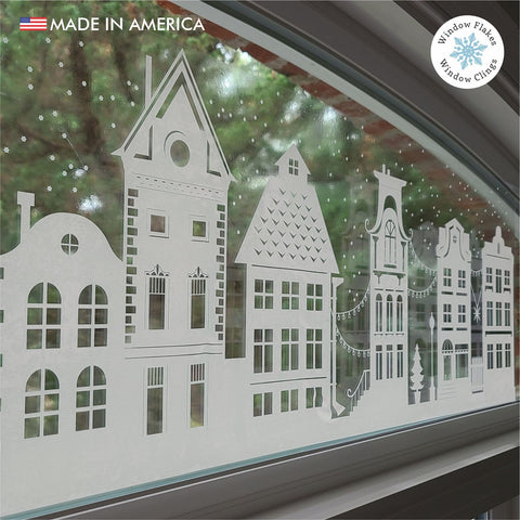 Window Flakes being applied with mist, easy no-adhesive installation benefit