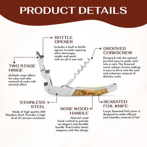 Wine Chic folded compact corkscrew for easy pocket portability and safe storage
