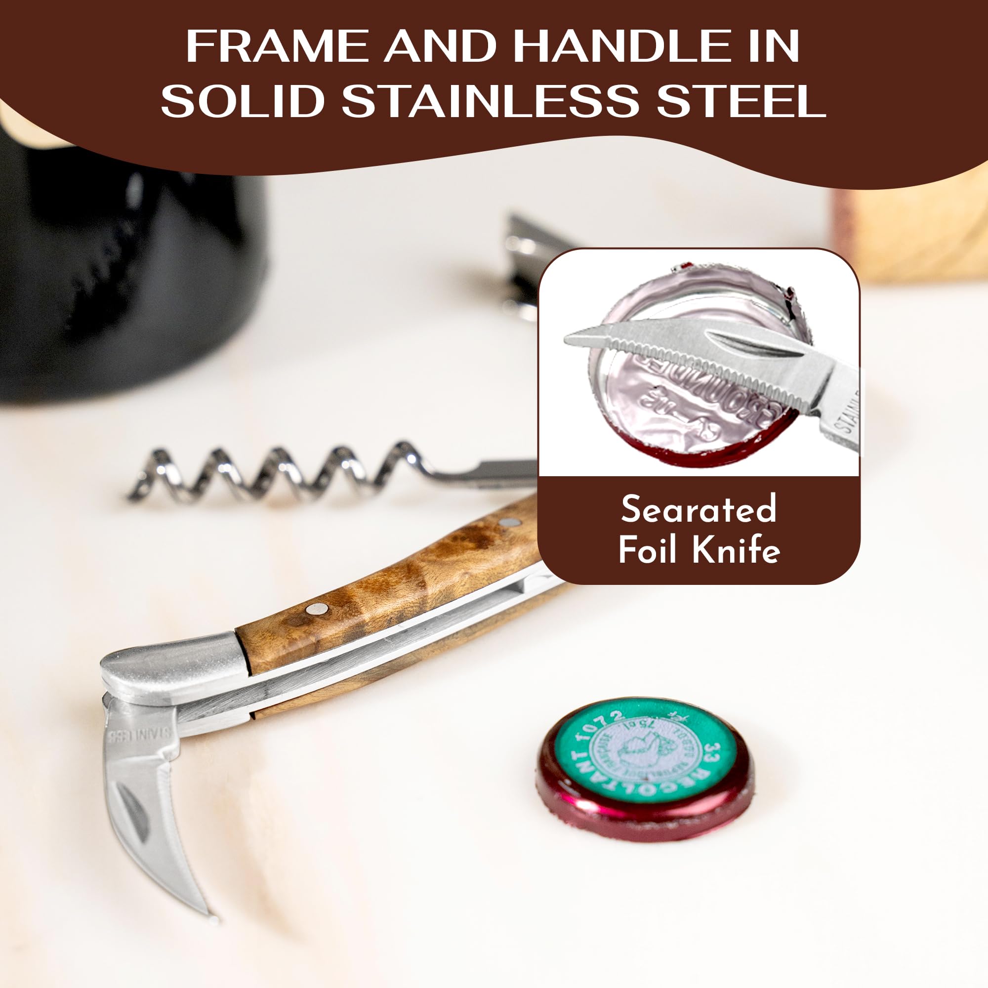 Wine Chic double-hinge mechanism demonstrating two-stage leverage and controlled extraction