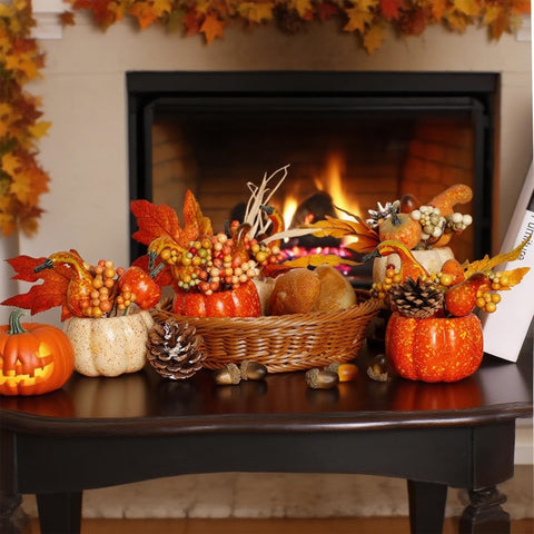 winemana cluster of pumpkins on dining table adding instant autumn warmth