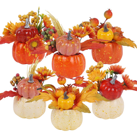 winemana front view of pumpkin centerpiece set showing realistic look