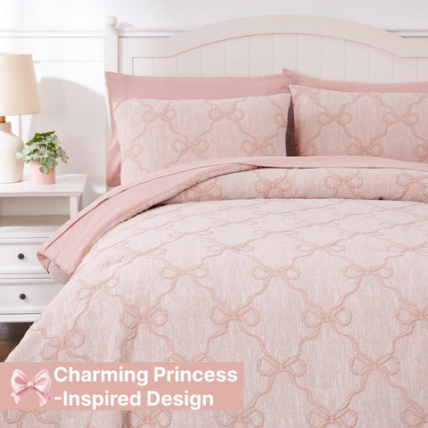 Wink Deer comforter set styled on a full bed demonstrating finished look