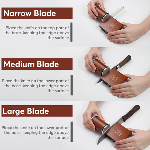 Winklez knife held by magnets demonstrating secure hold and safer sharpening