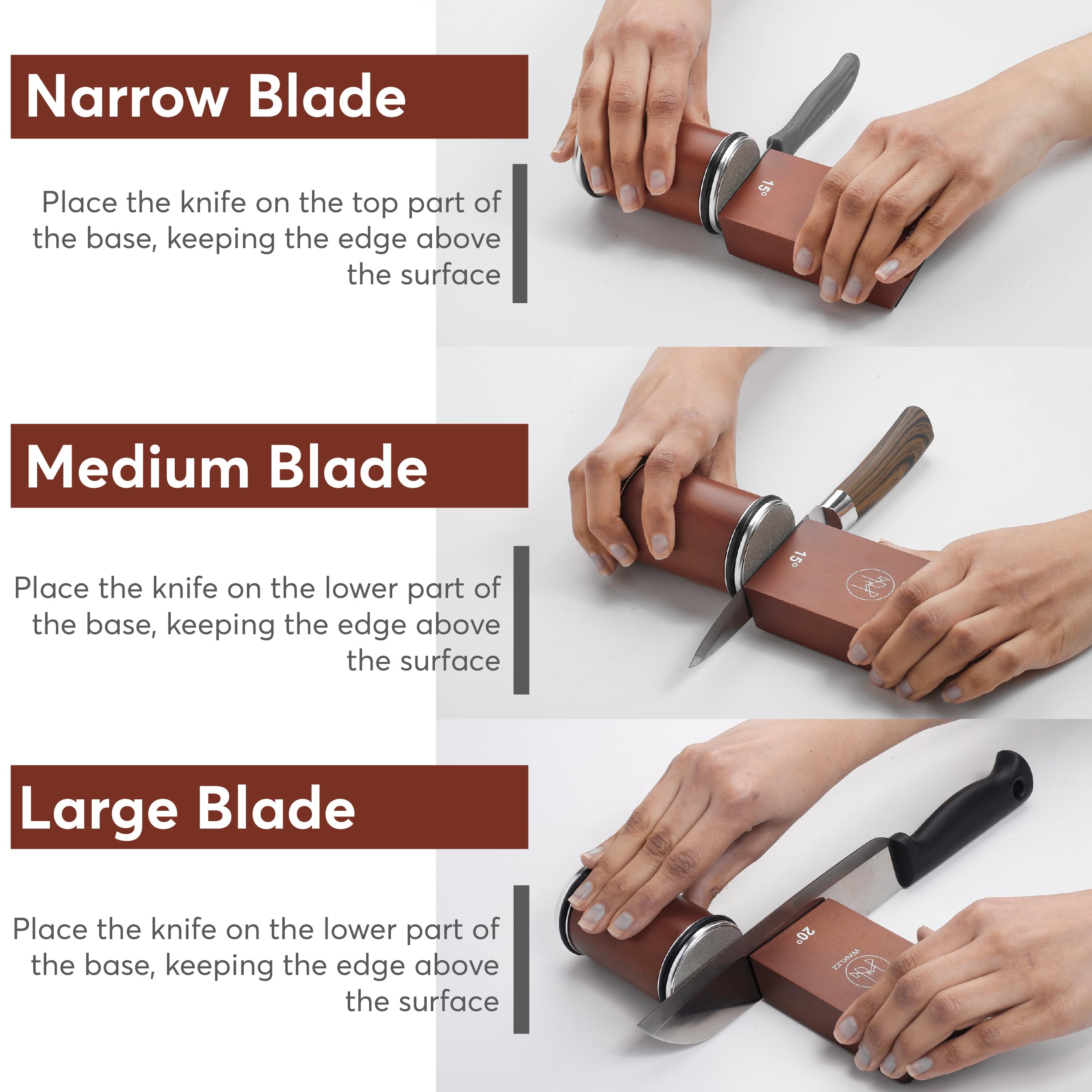 Winklez magnetic holder with angle guides keeping knives steady and precise