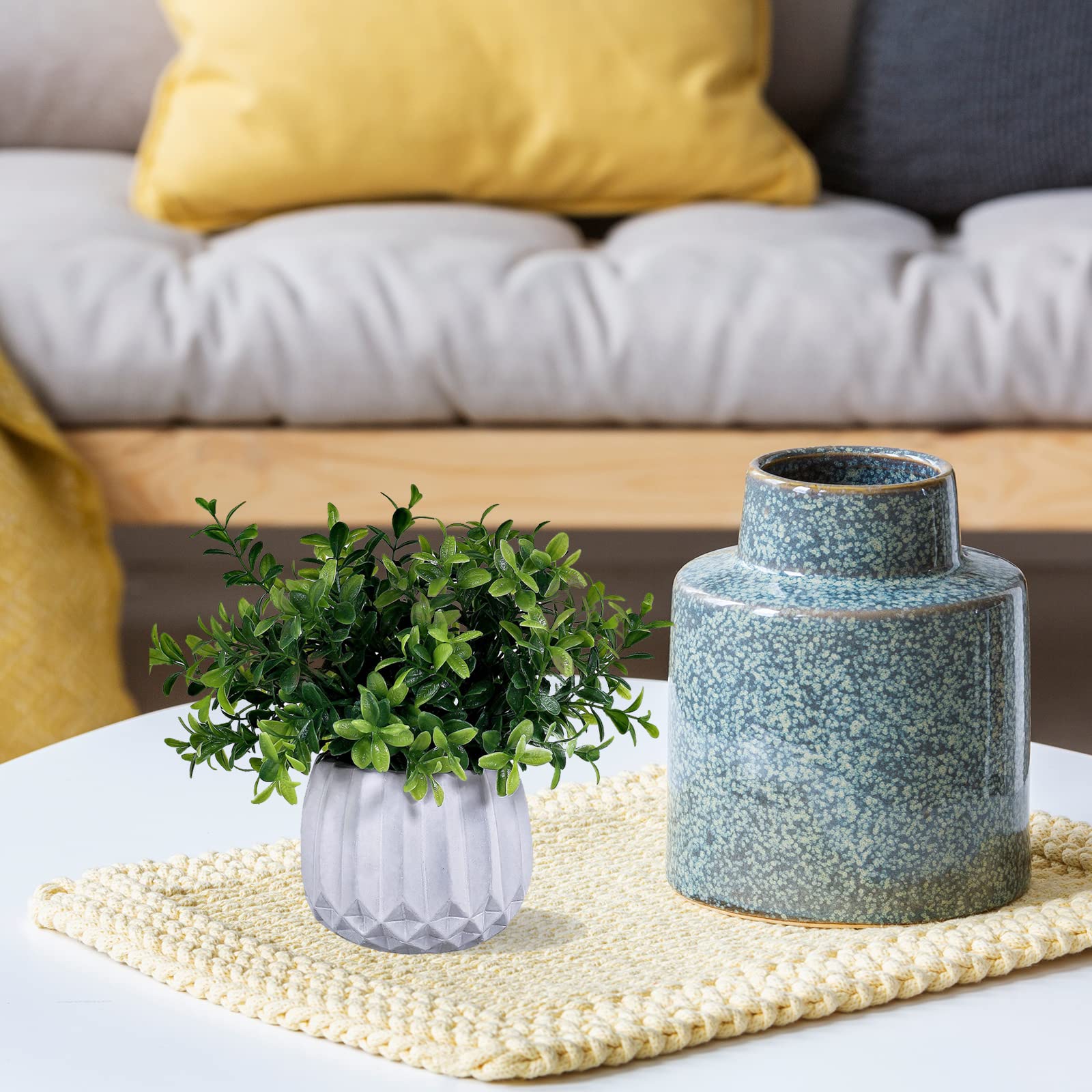 Winlyn styled on living room shelf adding layered texture and modern accent
