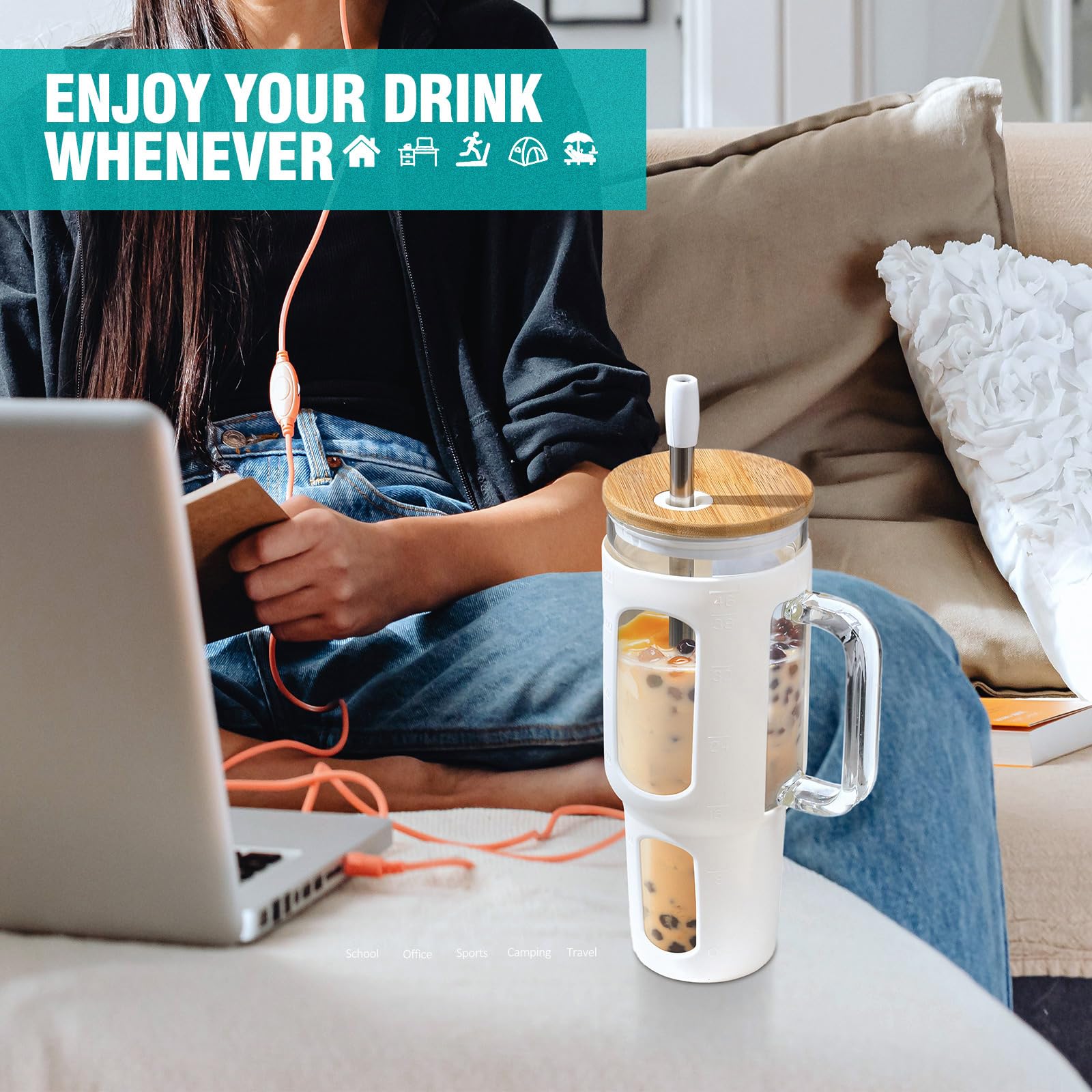 WINSA tumbler seated in car cup holder, secure fit for commuting convenience