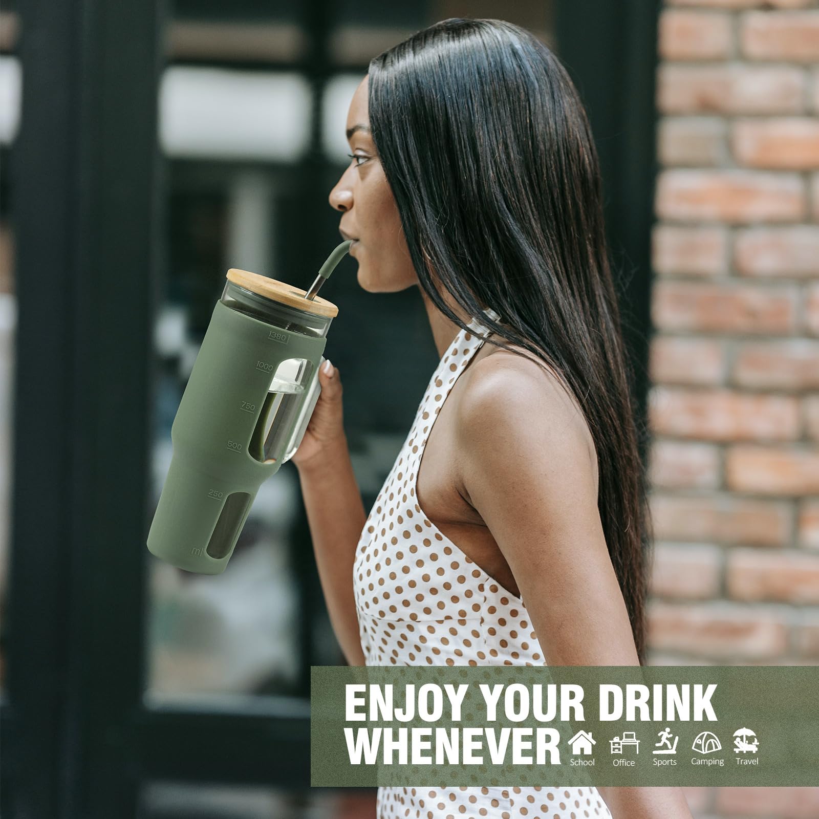 WINSA tumbler seated in car cup holder demonstrating travel stability