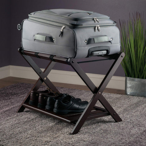 Winsome close-up of black nylon straps highlighting durable support for heavy suitcases