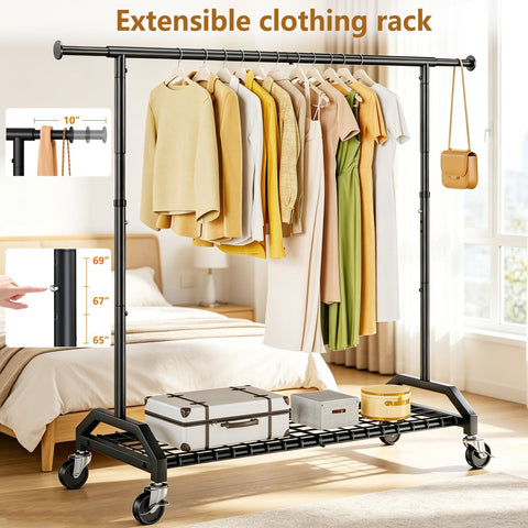 Wiracks bottom shelf storing shoes and luggage for efficient under-rail storage